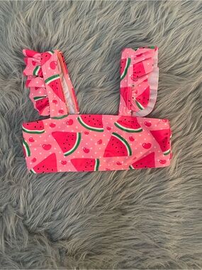 🥳SHEIN NWOT Pink Watermelon Ruffle Bikini Top
